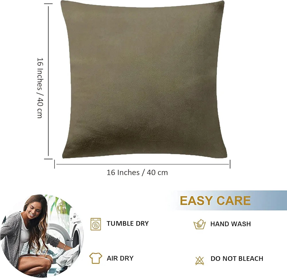Cloth Fusion Velvet Sofa Cushion Cover Set of 5, Luxurious Cushion Cover Set 16-inch x 16 inch for Home Decor